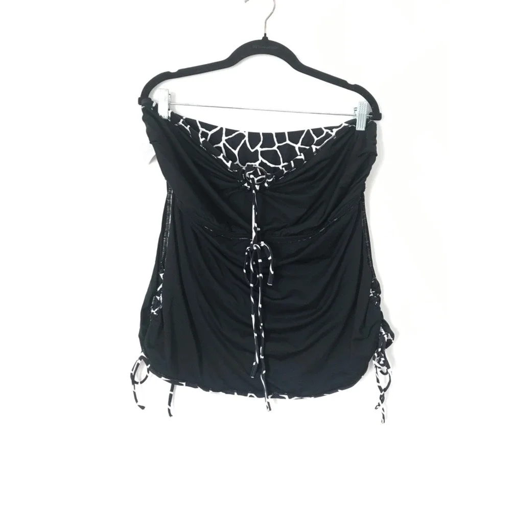 Michael Kors Animal Print Halter Tankini Swim Top Silver Tone Hardware Size 18W